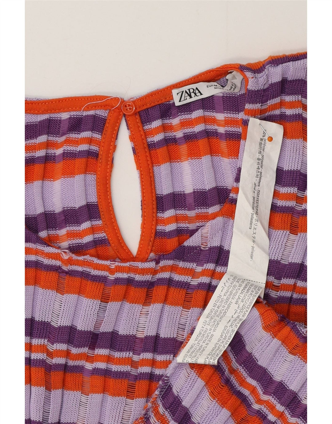 ZARA Womens Sleeveless Jumper Dress UK 12 Medium Purple Striped Polyester
