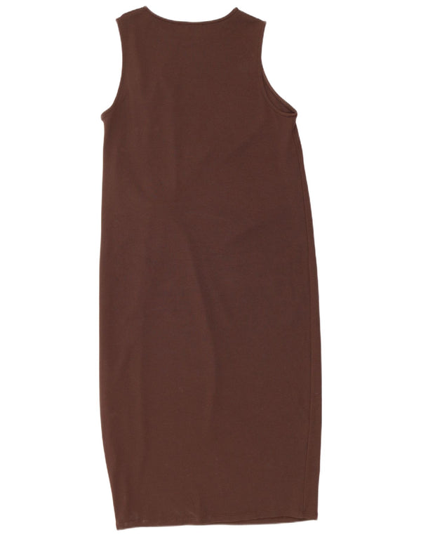 Zara Womens Sleeveless Basic Dress UK 10 Small Brown