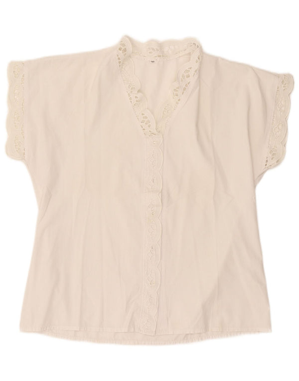 Vintage Womens Short Sleeve Shirt Blouse EU 38 Medium White