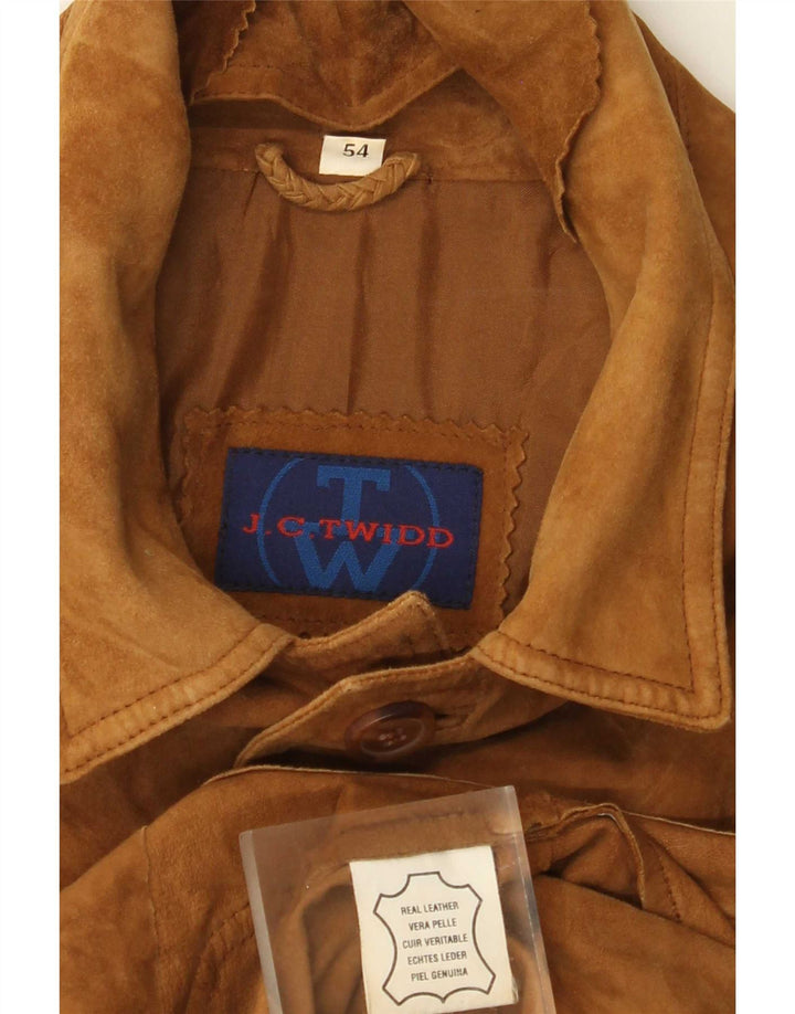J. C. Twidd Mens Suede Overcoat IT 54 2XL Beige Leather