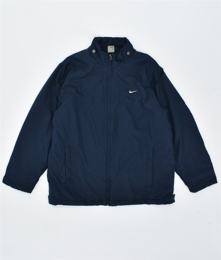 NIKE Mens Windbreaker Jacket UK 42/44 Large Navy Blue Polyester