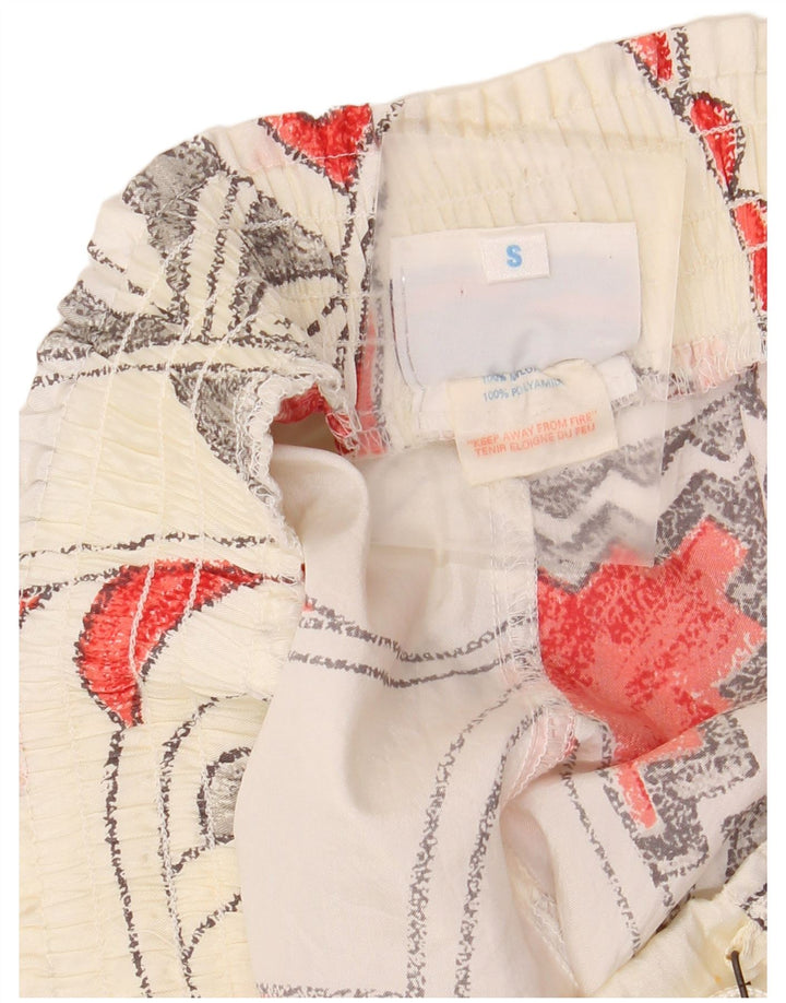 REEBOK Womens Swimming Shorts UK 10 Small White Geometric Nylon