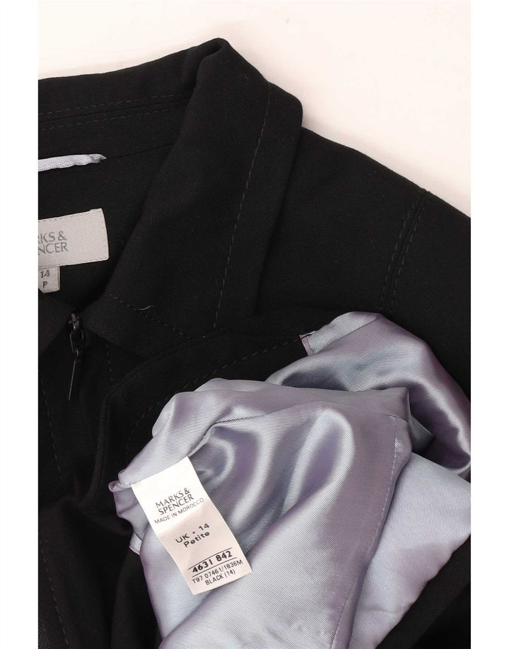 Marks & Spencer Womens Petite Full Zip Blazer Jacket UK 14 Medium Black