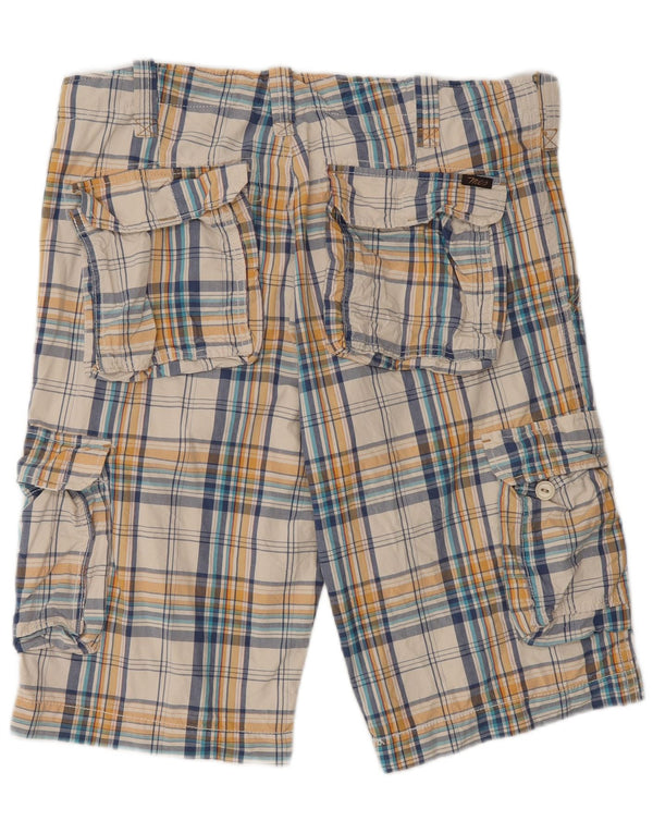 Marlboro Classics Mens Cargo Shorts W34 Large Multicoloured Check Cotton