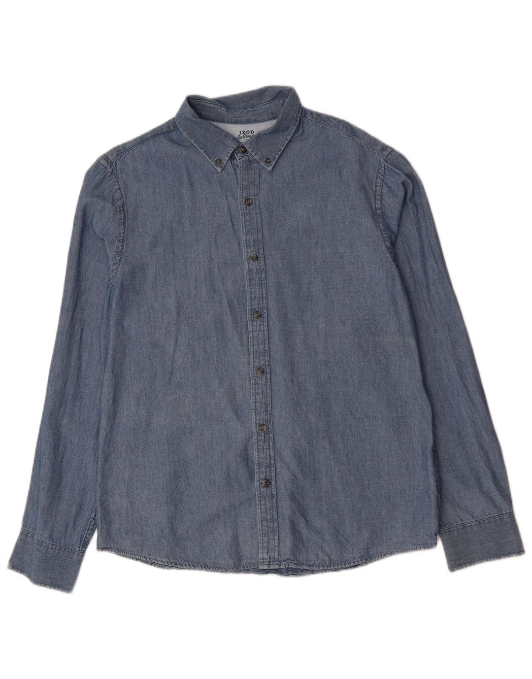 IZOD Mens Salt Water Denim Shirt Large Blue Cotton