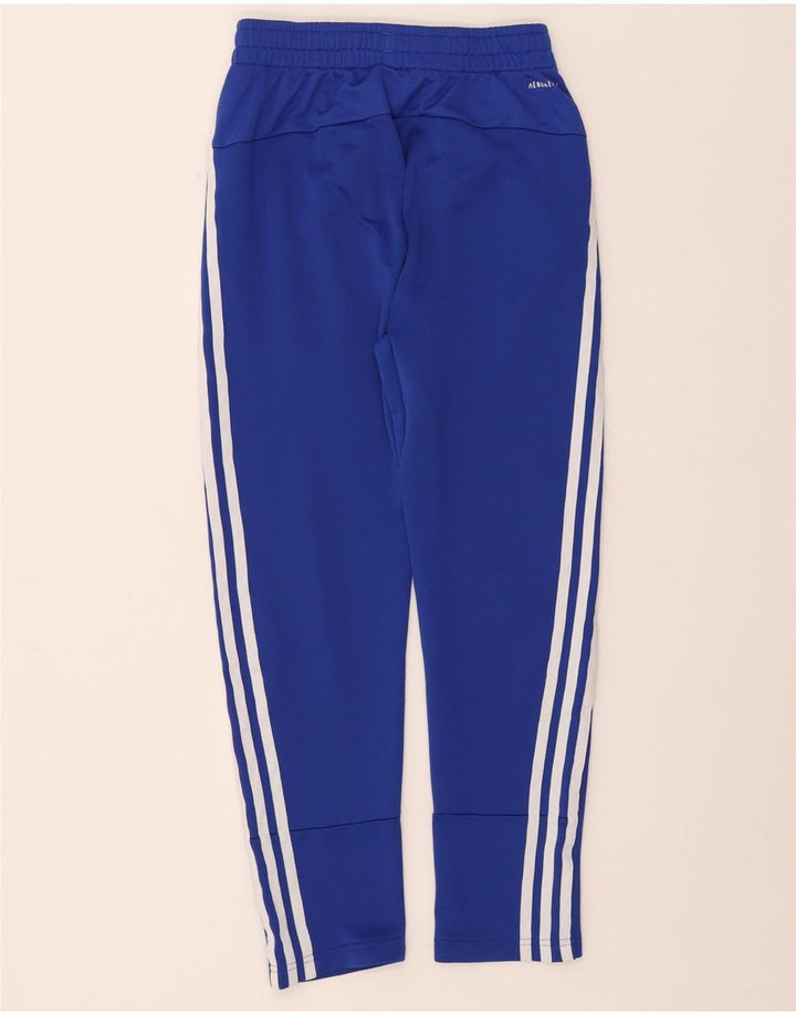 ADIDAS Boys Aeroready Tracksuit Trousers 9-10 Years Blue Polyester