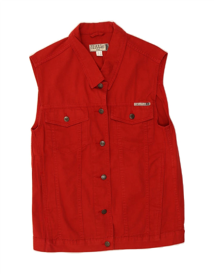 VINTAGE Womens Denim Gilet UK 12 Medium Red Cotton Vintage Vintage and Second-Hand Vintage from Messina Hembry 