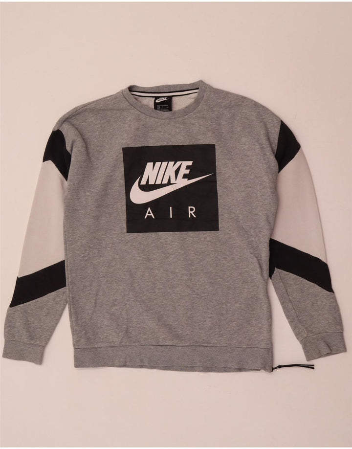 Nike Mens Graphic Sweatshirt Jumper Small Grey Colourblock Cotton