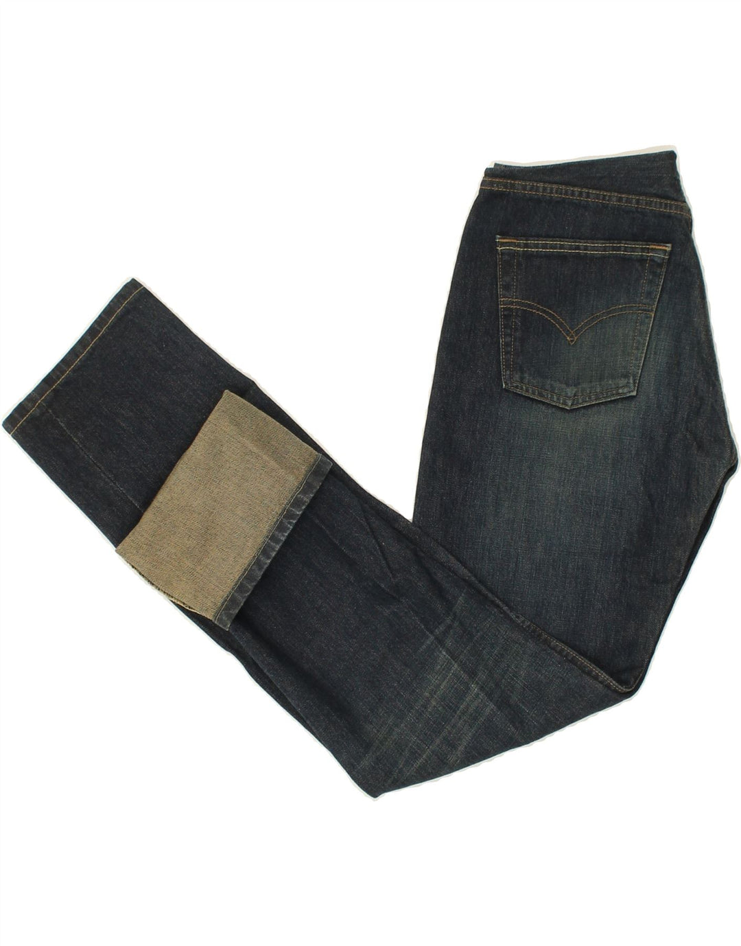 LEVI'S Womens Straight Jeans W27 L32 Navy Blue Cotton Vintage Levi's and Second-Hand Levi's from Messina Hembry 