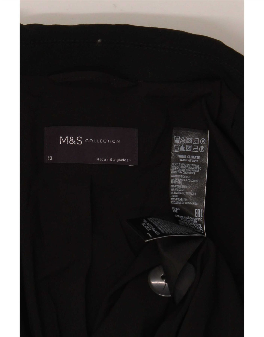 Marks & Spencer Womens 1 Button Oversized Blazer Jacket UK 18 XL Black