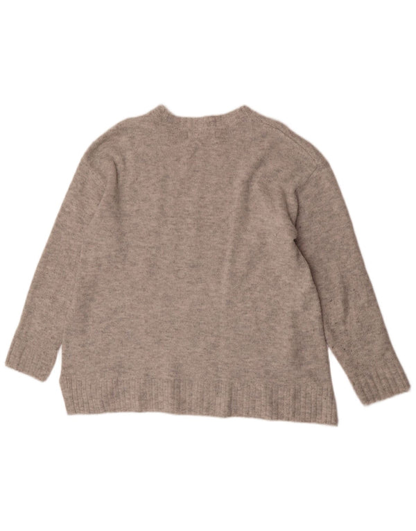 Marks & Spencer Womens Crew Neck Jumper Sweater UK 14 Medium Grey Acrylic