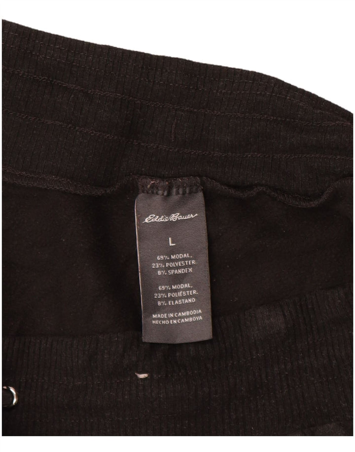 EDDIE BAUER Womens Tracksuit Trousers UK 14 Large Black Modal