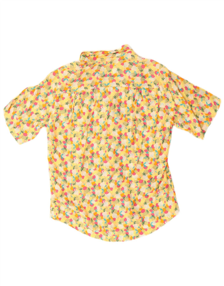 Vintage Womens Abstract Pattern Shirt Blouse UK 14 Large Yellow