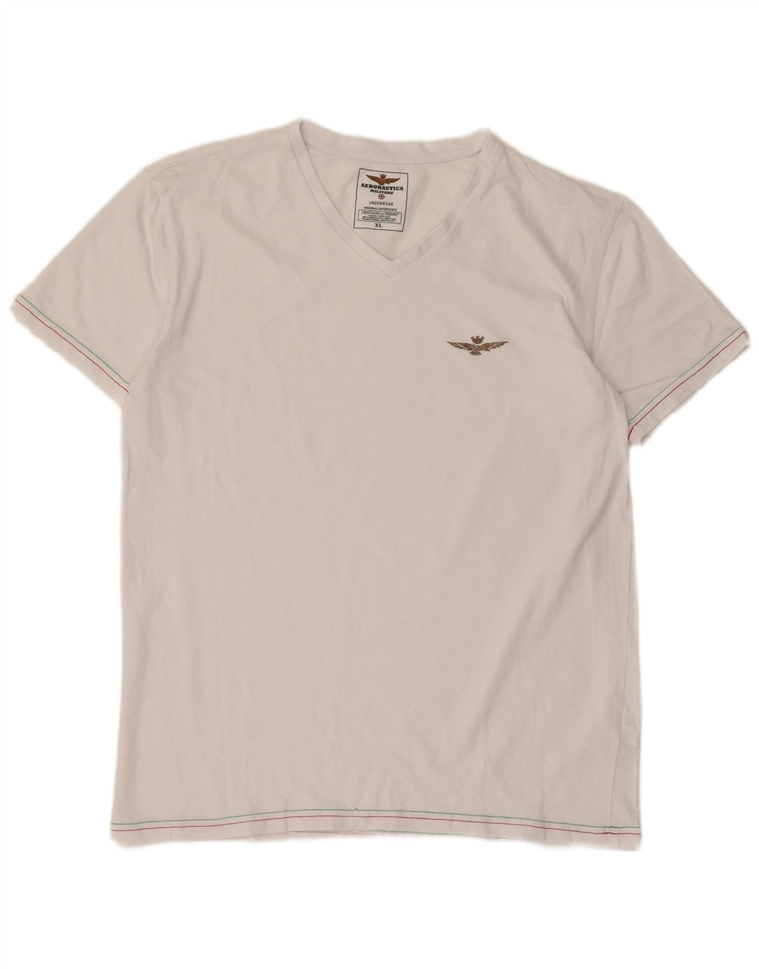 AERONAUTICA MILITARE Womens T-Shirt Top UK 18 XL White Cotton