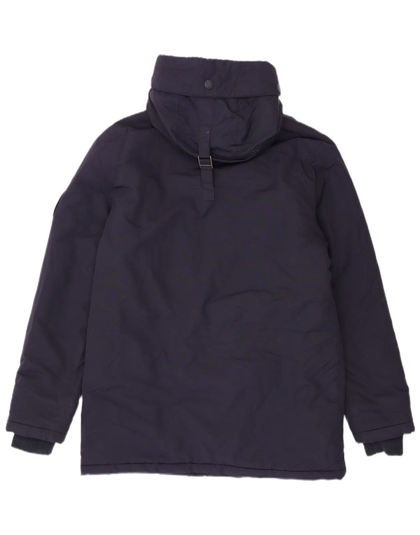 Superdry Mens Hooded Parka Jacket UK 40 Large Navy Blue Nylon