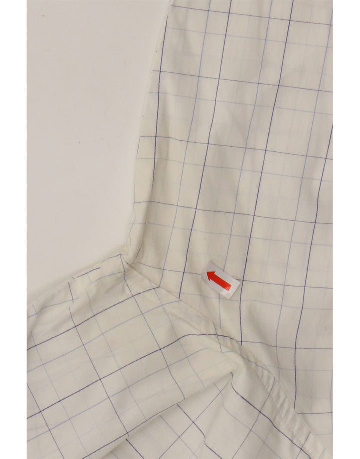 BENETTON Mens Shirt XL White Check Cotton