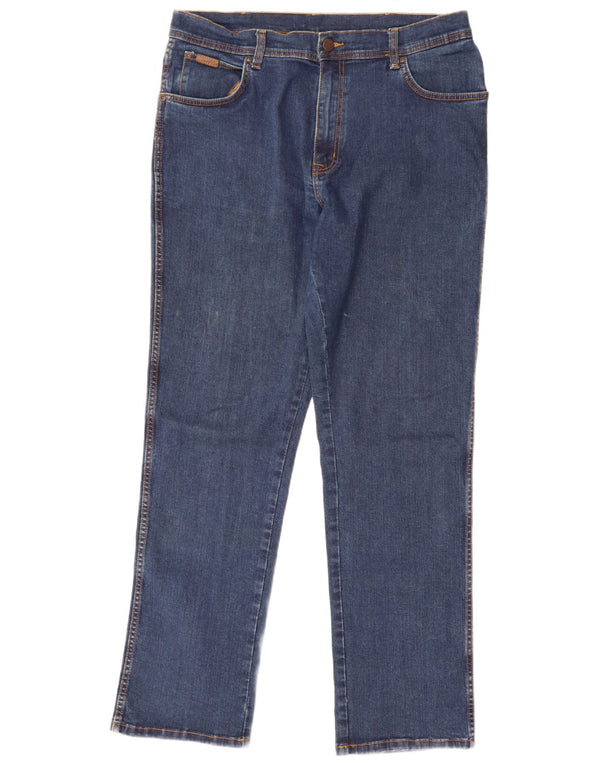 WRANGLER Mens Texas Stretch Straight Jeans W36 L34 Blue Cotton