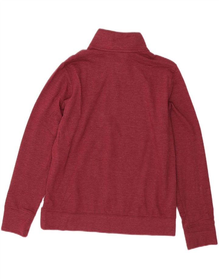 EDDIE BAUER Womens Zip Neck Sweatshirt Jumper UK 10 Small Burgundy Cotton