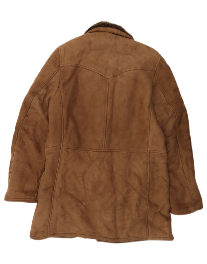 Vintage Mens Shearling Double Breasted Coat IT 52 XL Brown