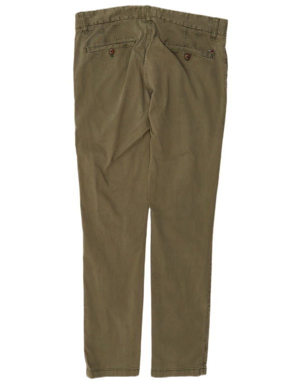 Tommy Hilfiger Mens Slim Chino Trousers W34 L34 Khaki Cotton