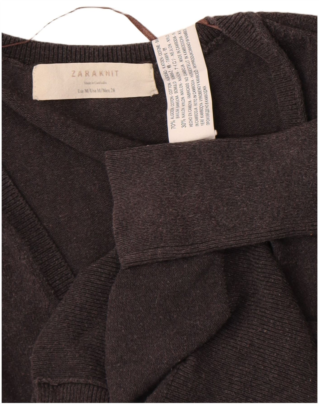 Zara Womens Cardigan Sweater UK 12 Medium Grey Cotton