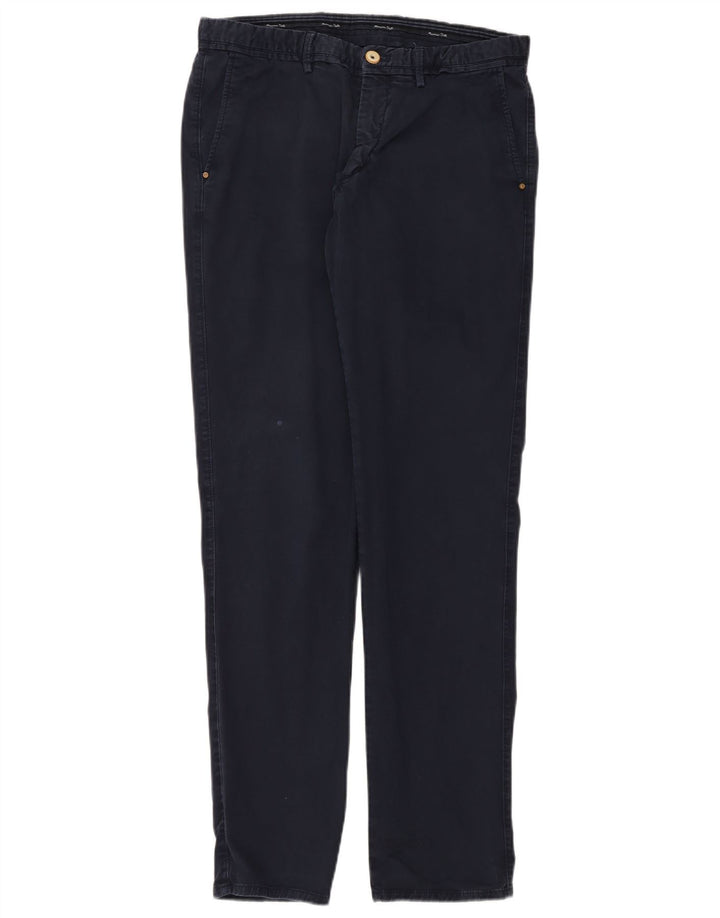 MASSIMO DUTTI Mens Slim Fit Chino Trousers EU 42 Large W32 L34 Navy Blue