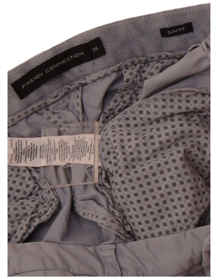 French Connection Mens Slim Fit Chino Trousers Size 34 Blue Cotton