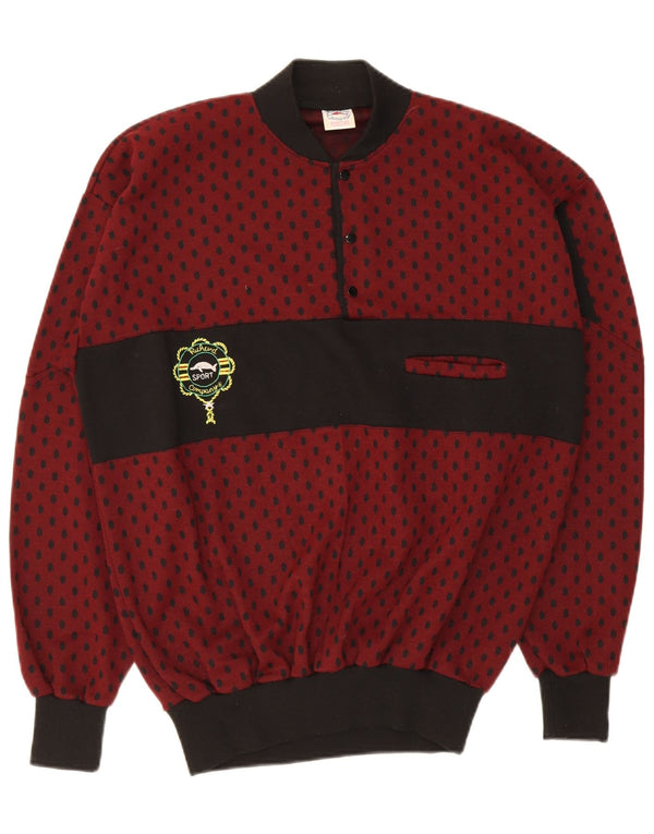 Vintage Mens Crew Neck Jumper Sweater UK 46 2XL Maroon Spotted