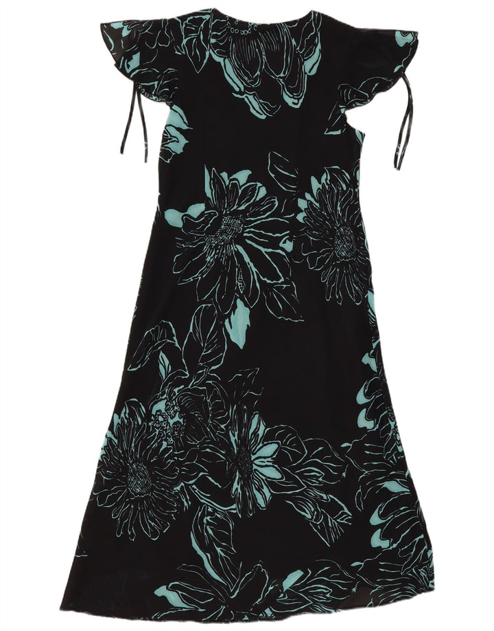Agenda Womens Maxi Dress UK 14 Medium Black Floral Polyester