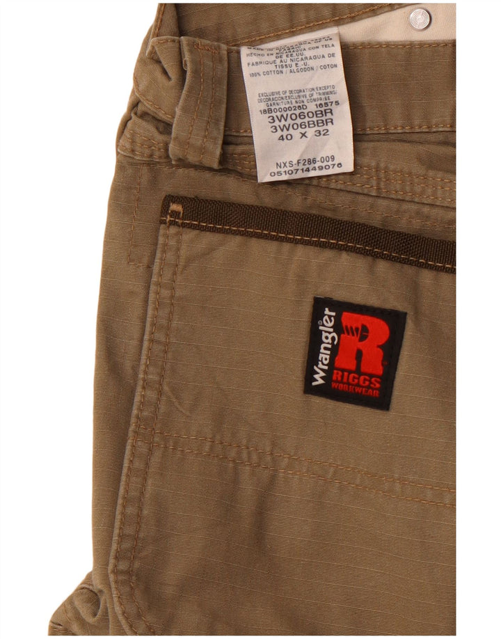 WRANGLER Mens Straight Cargo Trousers W40 L32 Beige Cotton