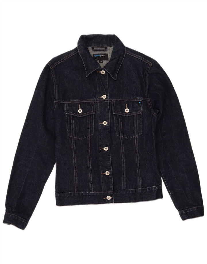 VINTAGE Womens Denim Jacket EU 38 Medium Navy Blue Cotton