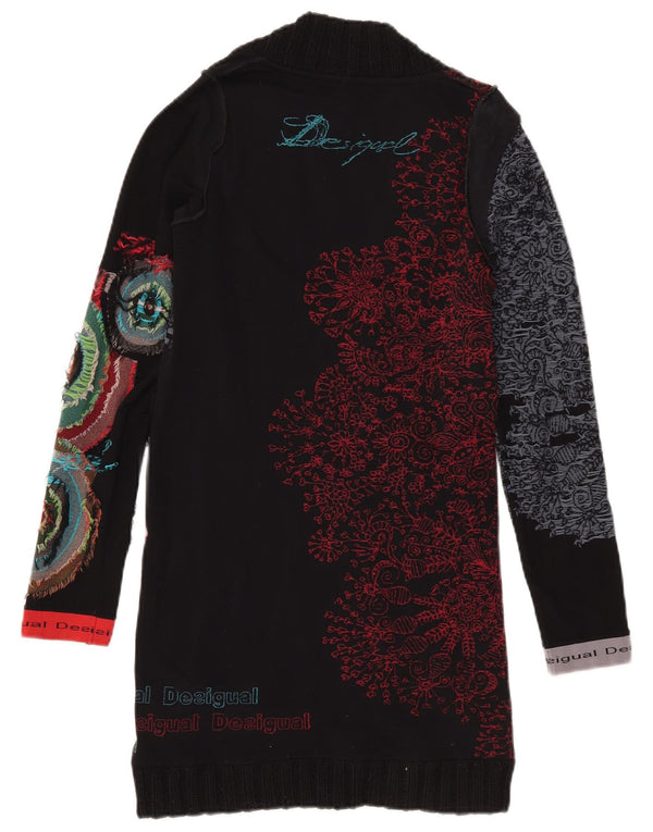 Desigual Womens Graphic Long Sleeve Jumper Dress UK 12 Medium Black Floral