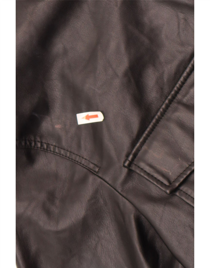 Zara Womens Faux Leather Shirt UK 14 Medium Black Polyester