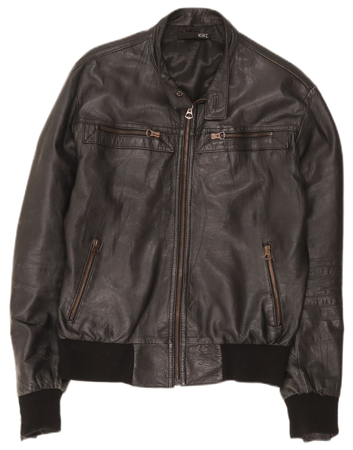 Kikc Mens Leather Jacket UK 38 Medium Black