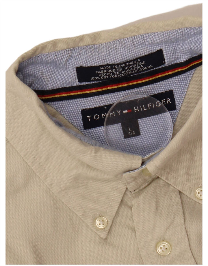 TOMMY HILFIGER Mens Shirt Large Off White Cotton