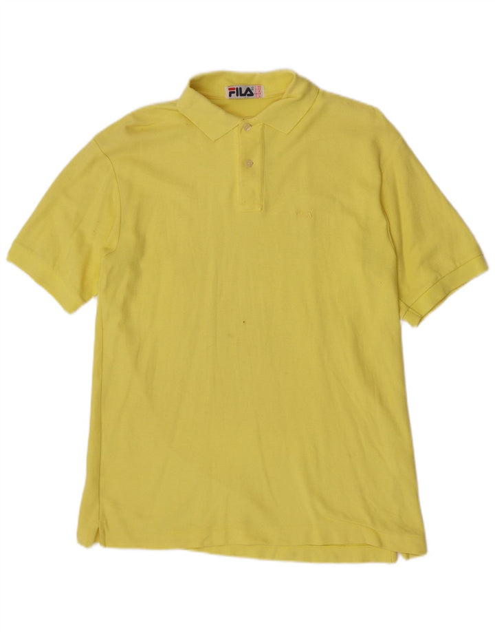 Fila Mens Polo Shirt IT 48 Medium Yellow Cotton