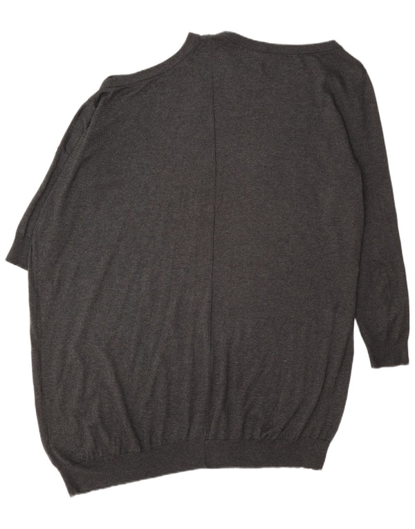 All Saints Womens Longline Boat Neck Jumper Sweater UK 10 Small Grey