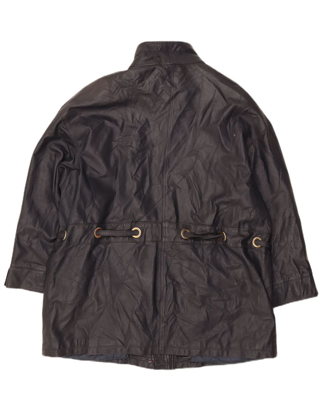 PER ME Womens Leather Jacket UK 22 2XL Black Leather