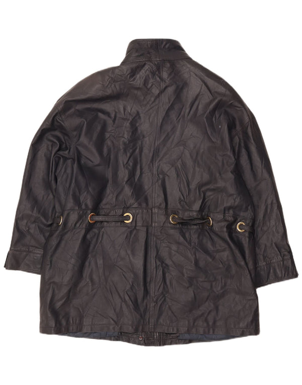 PER ME Womens Leather Jacket UK 22 2XL Black Leather