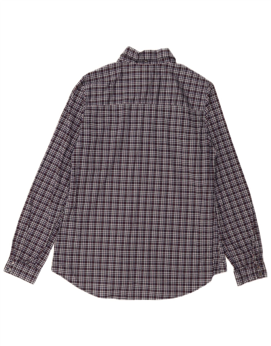 MARLBORO CLASSICS Womens Shirt IT 44 Medium Navy Blue Check Cotton