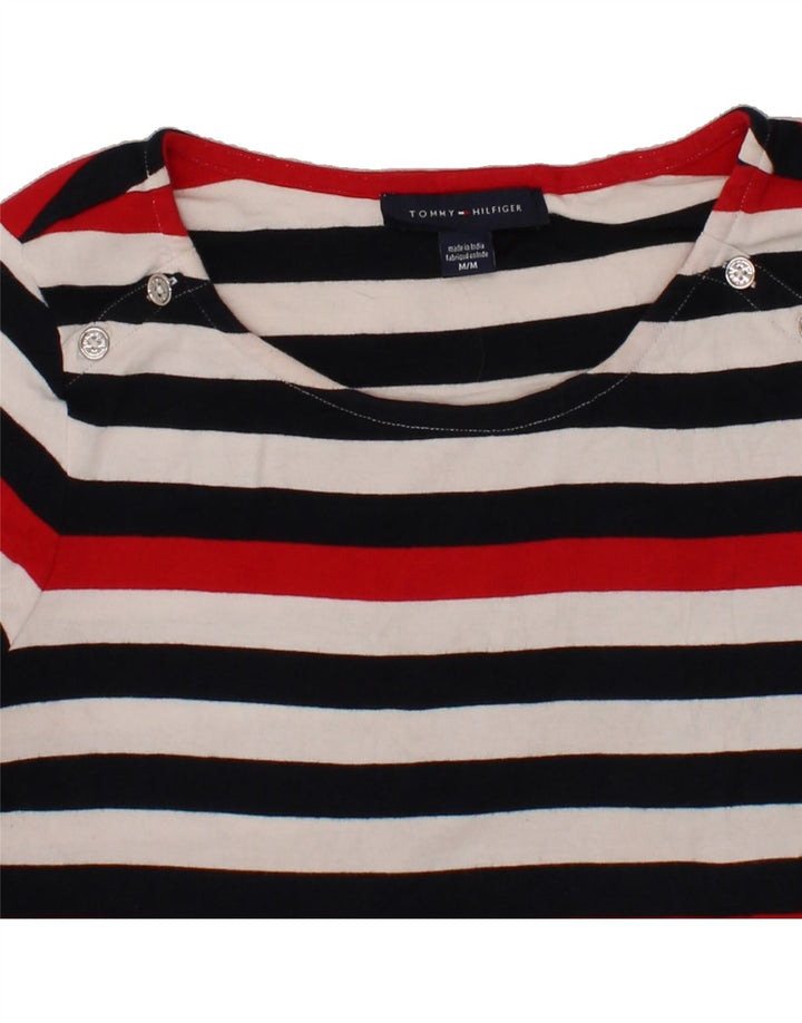 TOMMY HILFIGER Womens Top 3/4 Sleeve UK 12 Medium Multicoloured Striped Vintage Tommy Hilfiger and Second-Hand Tommy Hilfiger from Messina Hembry 