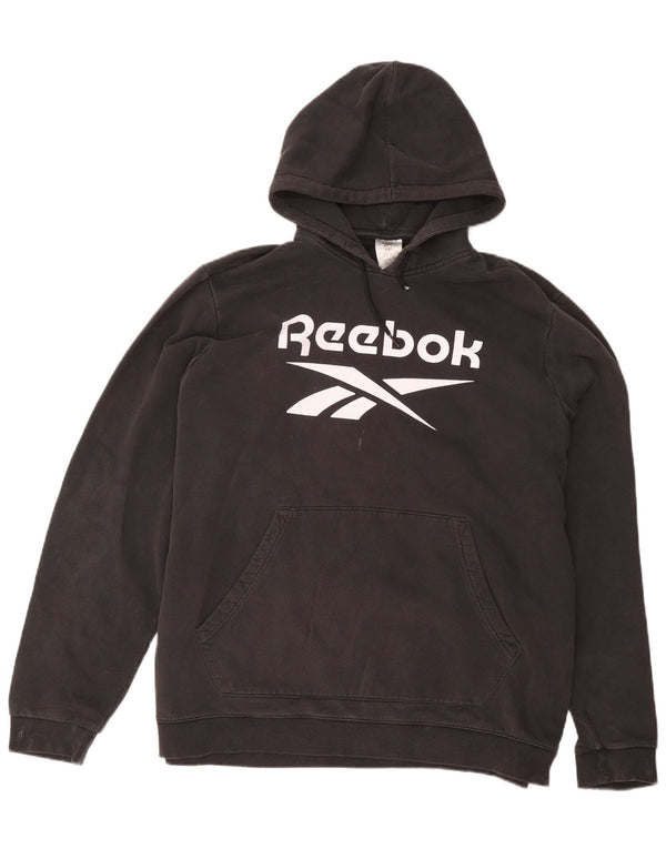 Reebok Mens Graphic Hoodie Jumper 2XL Black Cotton