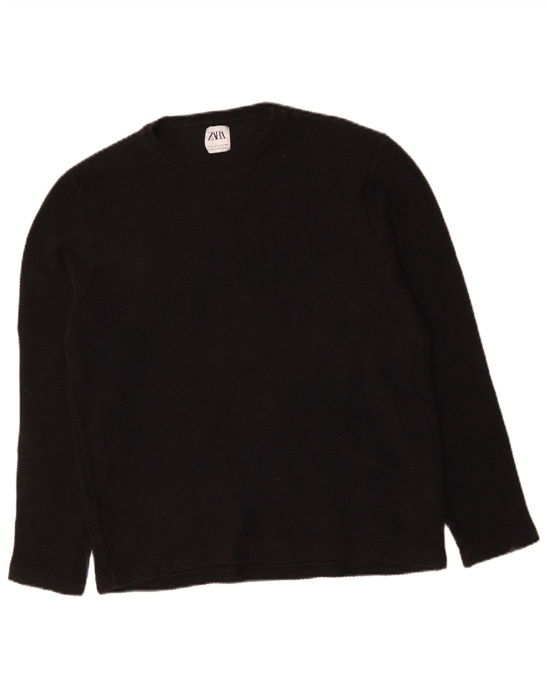 ZARA Womens Top Long Sleeve UK 14 Large Black Cotton
