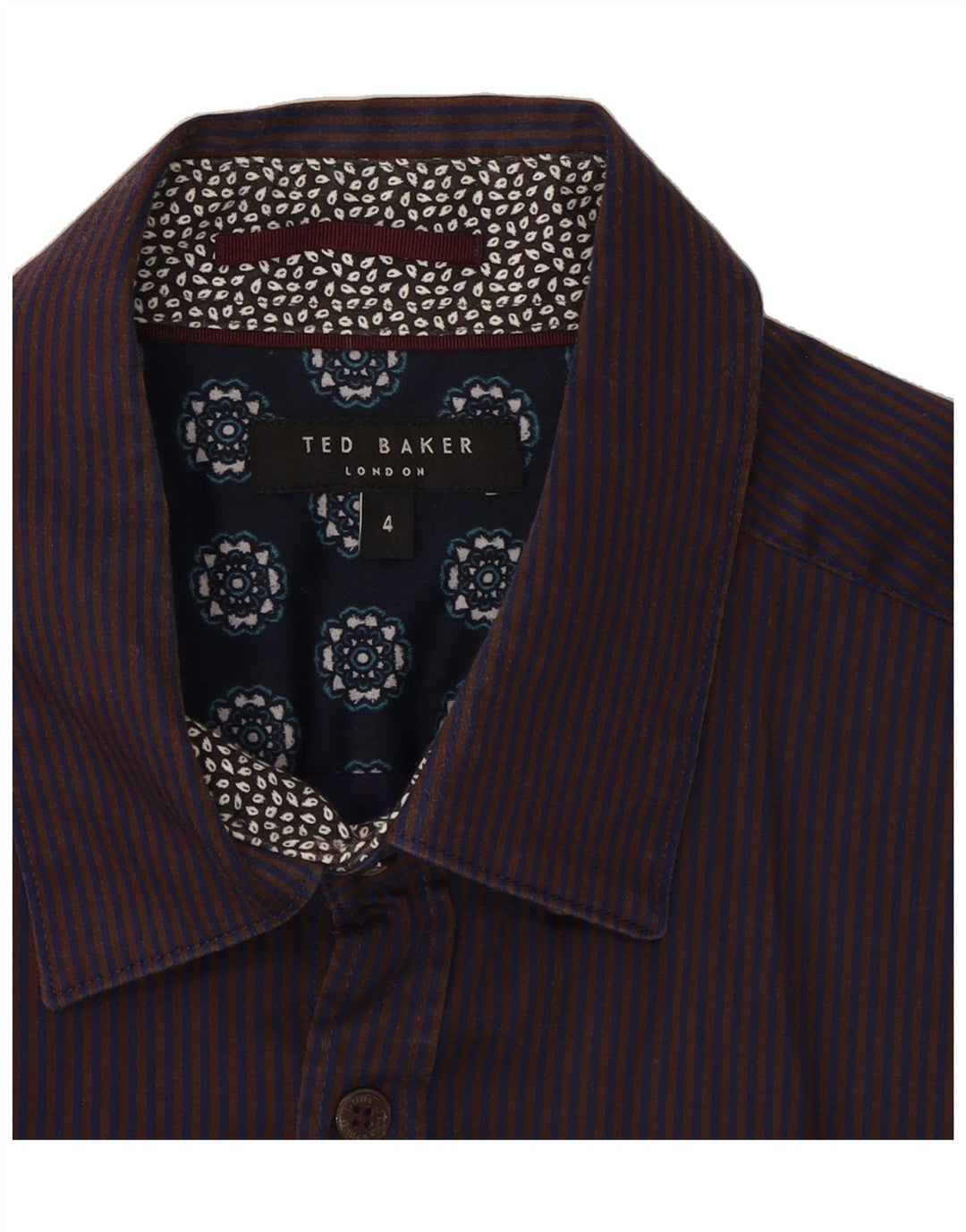 TED BAKER Mens Shirt Size 4 Large Purple Pinstripe Cotton Vintage Ted Baker and Second-Hand Ted Baker from Messina Hembry 