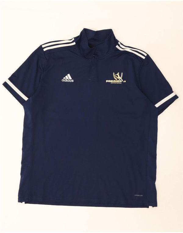 Adidas Mens Aeroready Graphic Polo Shirt 2XL Navy Blue Colourblock