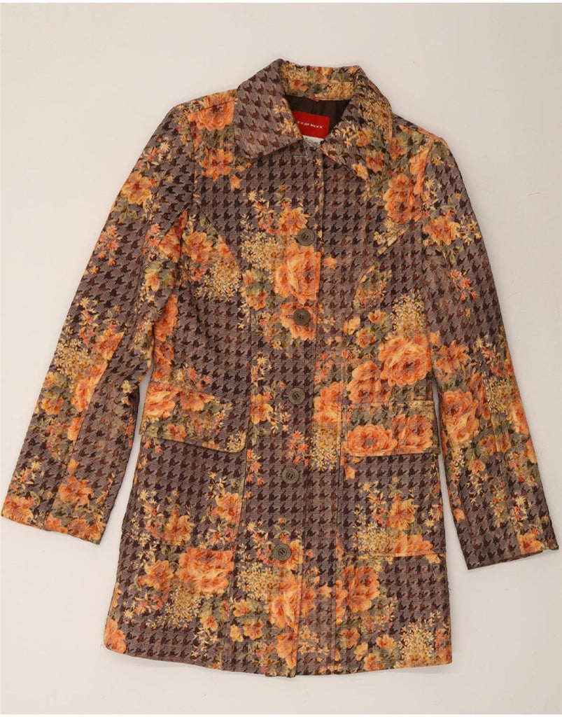 MEXX Womens Overcoat UK 12 Medium Brown Floral Vintage Mexx and Second-Hand Mexx from Messina Hembry 