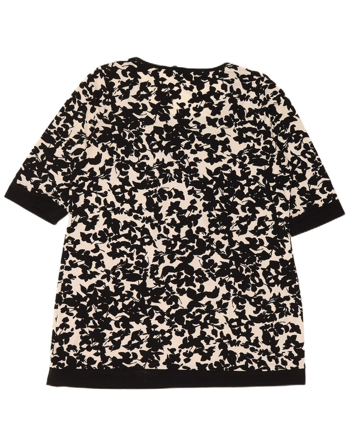 MARKS & SPENCER Womens Blouse Top UK 16 Large Black Floral Polyester
