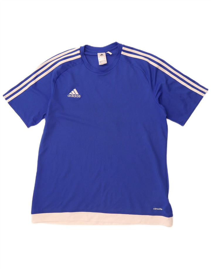 ADIDAS Mens Climalite T-Shirt Top Large Blue Polyester