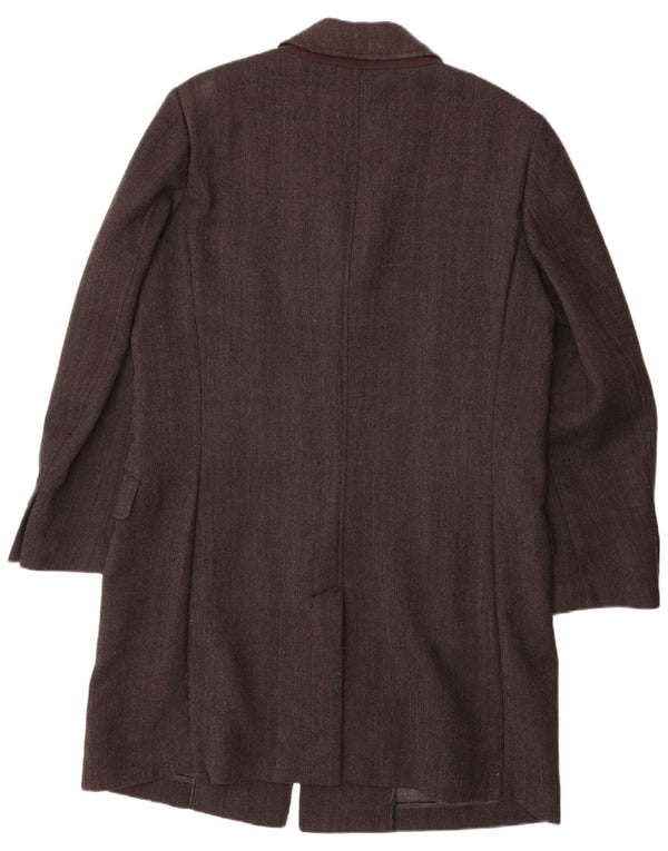 GEOX Mens Overcoat UK 46 3XL Grey Herringbone Wool