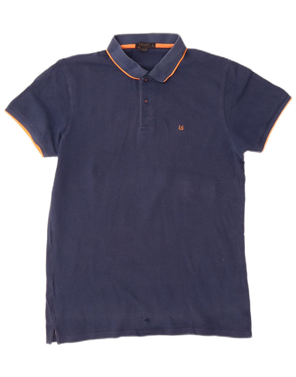 Liu Jo Mens Slim Fit Polo Shirt Large Navy Blue Cotton